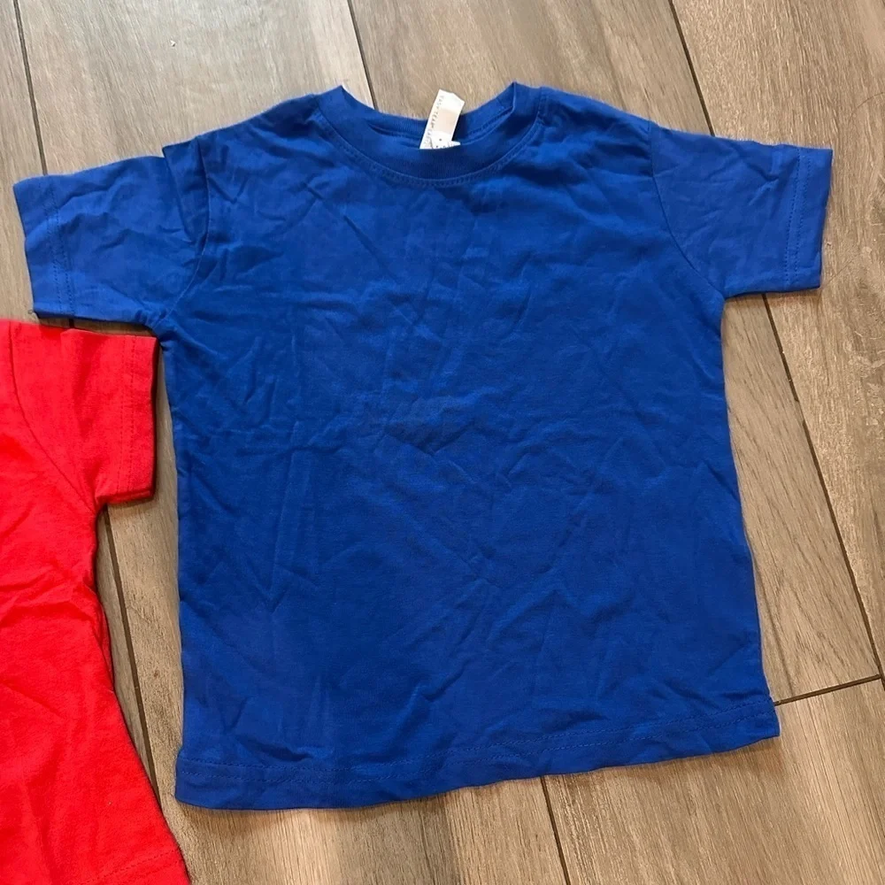 100% cotton unisex, red and blue T-shirts. Brand new.